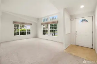 Another view of the living room showing the view out the windows.