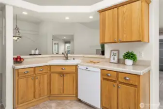 Breakfast bar is perfect for entertaining.