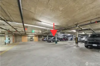 Convenient parking spot in a secured garage.