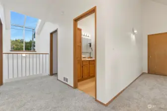 View of Upstairs Bedroom (Left), Full Bathroom & Extra Bonuse Room (Right)