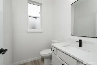 Main level half bath - Pics are of a different 2834 plan. Features and colors may differ.