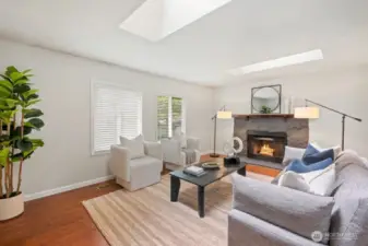 cozy wood burning fireplace