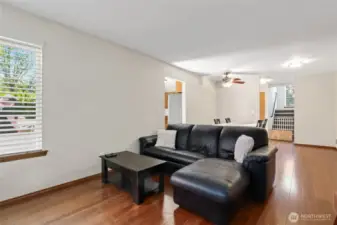 View from living rom toward kitchen and hallway
