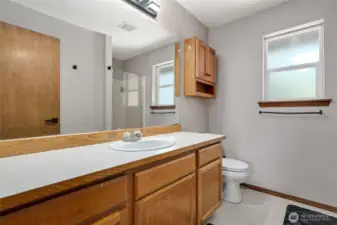 Primary bath, 3/4 with shower.