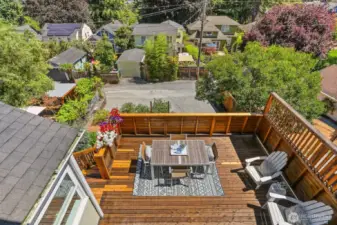 Perched above the backyard, this private retreat deck provides a tranquil space to unwind while enjoying open views and added separation from neighboring homes.