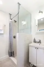 Three quarter bathroom in the guest suite.