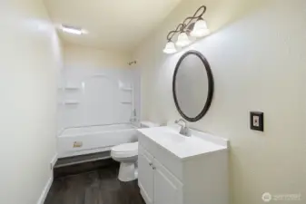 Lower level bath room.  Recently remodled.