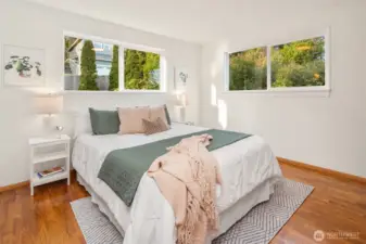 Primary bedroom with ensuite bath on the main. floor.