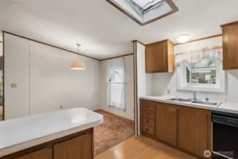 Kitchen looking towards dining space.