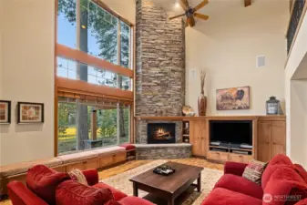Built-in custom cabintry along great room