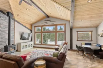 Gorgeous tongue and grove vaulted ceiling.