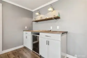 Custom Built-In Bar with Beverage Fridge