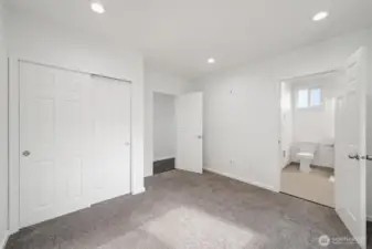The 2nd bedroom has a "Jack-n-Jill" door to the guest bath.