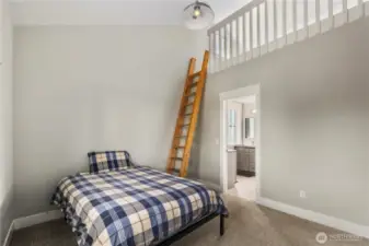 Third bedroom on the second floor connected by a conjoined bathroom to the fourth bedroom.