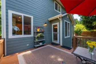 Looking back to the home, from the deck off the kitchen and dinette area.