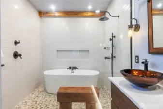 Relax in the spa style primary bath