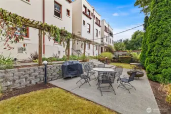 This shared patio feels like a European garden escape