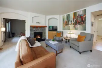 Family room includes an adjacent Main floor office or 5th Bedroom. The 3/4 bathroom is also adjacent to this room.