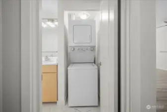 Stackable Washer & Dryer in Bathroom 1.