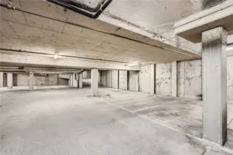 Large secured underground parking with a dedicated parking space for Unit 303. Parking Space #13