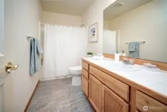 Hallway full bath and linen closet