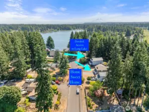 Deeded Access to Lake is only on house over at end of the culdesac.  Follow the foot trail.