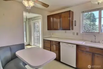 Lots of light and view of the spacious backyard from the kitchen.