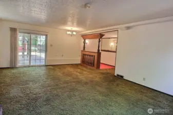 Recreation room with slider door to the backyard