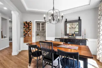 Hardwoods throughout main floor.  Peek-a-boo view of the den's French doors.