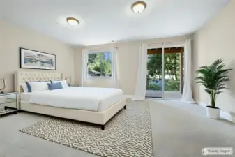Flexible room shown as 5th bedroom on lower level, with sliding doors to lower deck.