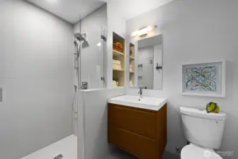 New 3/4 bath on the main level.