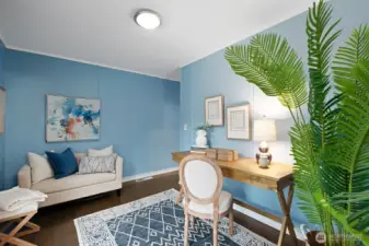 This space would make a good guest room with dedicated bath and outdoor access.