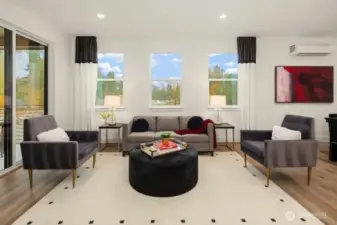 Spacious Great Room includes Gas Fireplace and a mini-split for A/C, Heatpump.