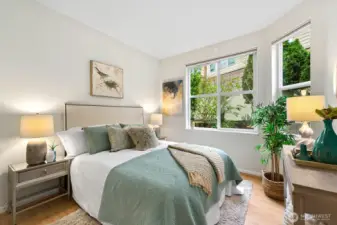 2nd good size bedroom, with views out onto the 2nd large patio that comes with this unit.