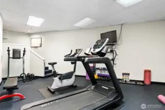 As you can see enough exercise equipment to keep everyone in shape. As stated this is located in the garage. Very nicely taken care of and great place to get fit.