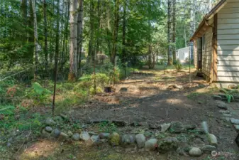 Fenced area. (part of fence currently pulled back and rolled up)