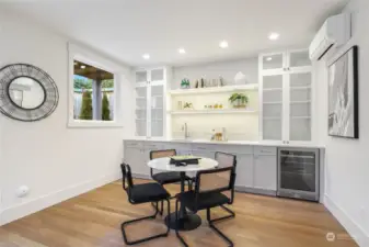 Wet Bar Complete with Refrigerator.