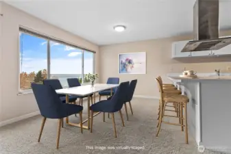 Virtually staged dining area