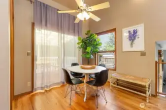 Dinette area perfect for casual meals. easy access to the covered deck.