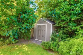 storage shed, there is also a second shed perfect for yard tool storage.