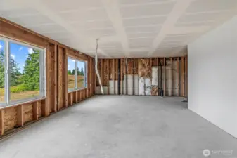 Unfinished living space plumbed for bathroom