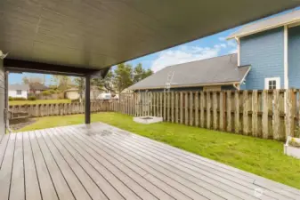 Spacious covered deck expands your living space year around.