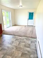 view from kitchenette to living area in ADU