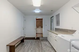 2 car Garage door to the left, Back door to the right