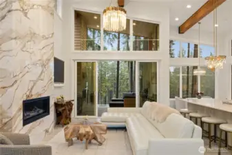 The floor to ceiling fireplace in the great room is simply beautiful.