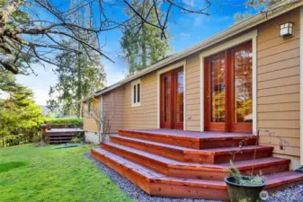 Primary bedroom deck to relax and take in natural setting.