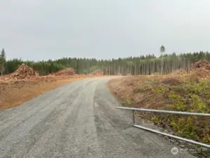 Newly constructed  road with power and fiber
