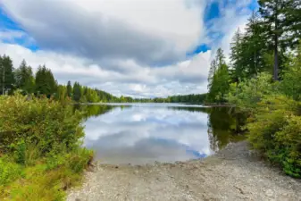 Boat launch to 87-acre pristine Trails End Lake open year-round for stocked fishing.