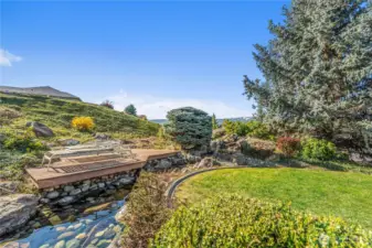 Waterfall pond in serene setting
