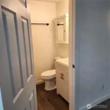 Primary bath on main floor with shower